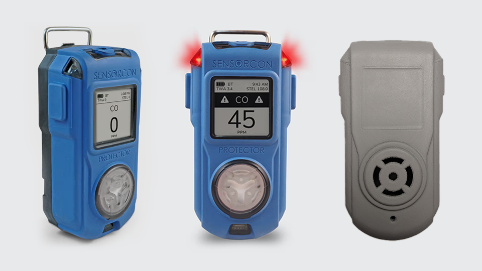Different views of Sensorcon CO Detector along with it's prototype.